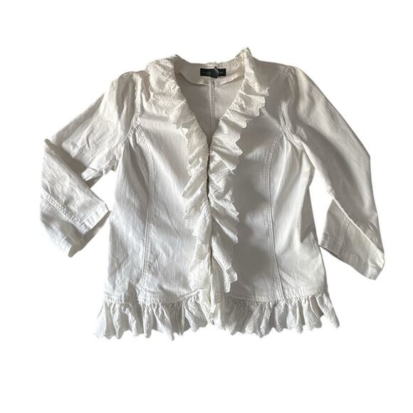 Vintage Lauren Ralph Lauren Denim Ruffle Top Size 16 NWT